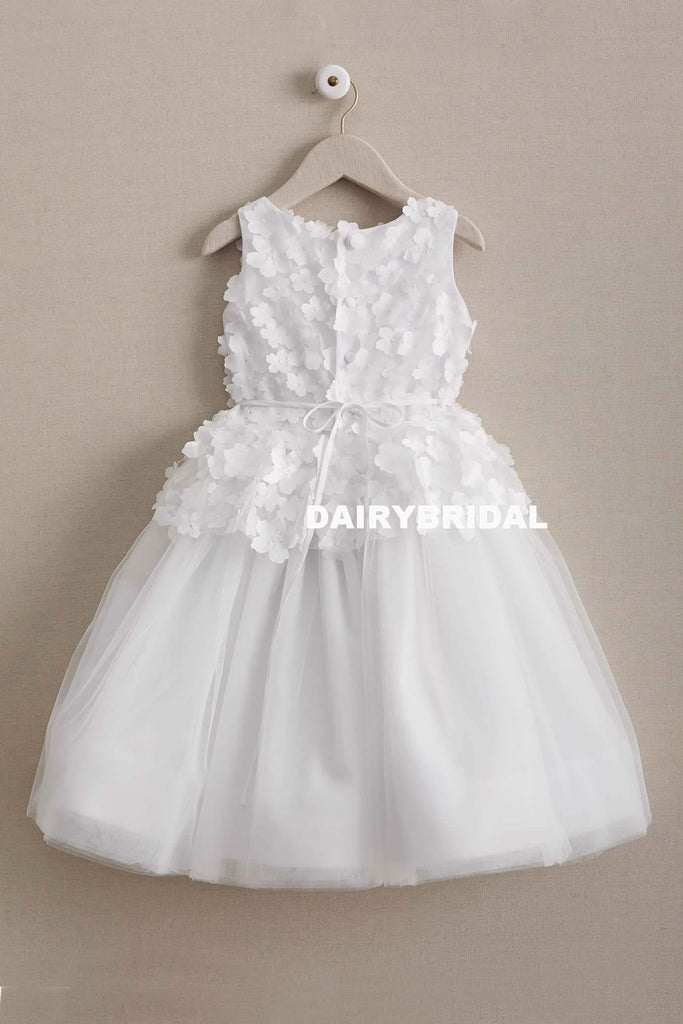 Applique Simple Tulle Flower Girl Dresses, Cheap Flower Lovely Little Girl Dresses, D1000