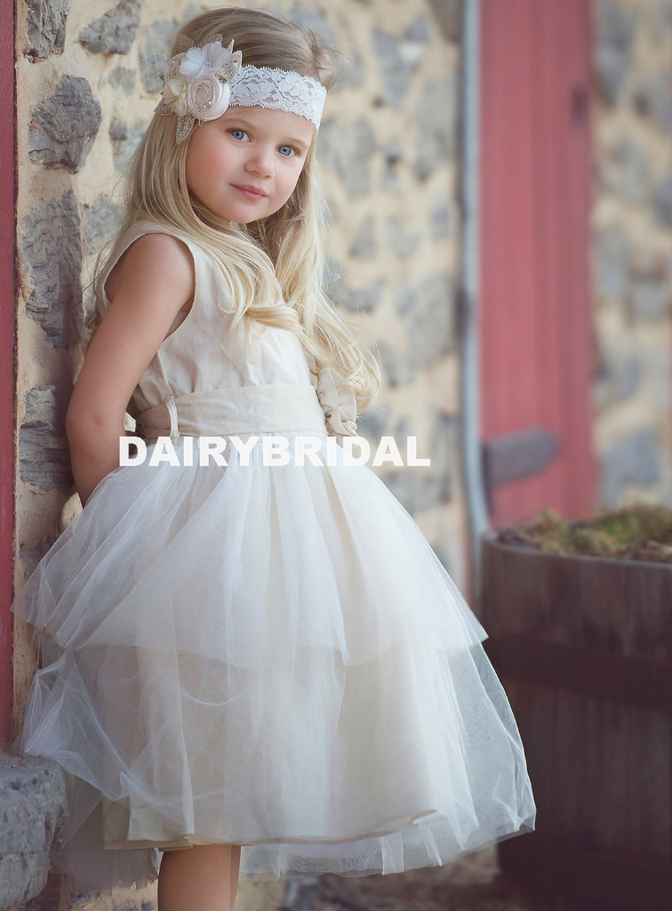 Simple Tulle Flower Girl Dresses, Flower Lovely Little Girl Dresses, D1169