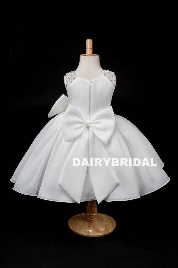 Beaded A-Line Flower Girl Dresses, Lovely Little Girl Dresses with Bowknot, D1172