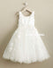 White Tulle Round Neckline Flower Girl Dresses, Applique Popular Little Girl Dresses, D994