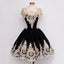 Black Lace Cheap Homecoming Dress, Cap Sleeve Tulle A-Line Homecoming Dress, D1321