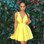 Short Sexy Yellow Homecoming Dress, Satin A-Line Knee-Length Homecoming Dress, D1390