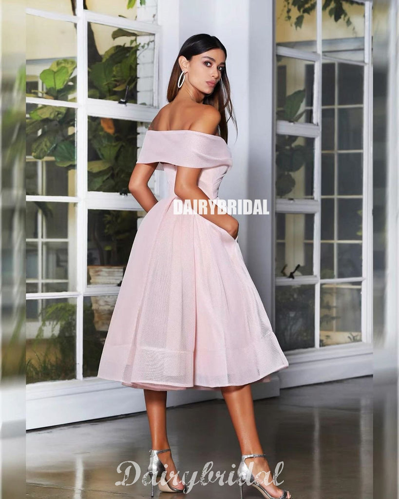 Off Shoulder A-line Organza Different Colors Homecoming Dress, FC4492