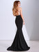 Black Spaghetti Straps Backless Mermaid Lace Beaded Prom Dresses, FC1920