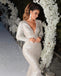 Honest Long Sleeves Sequin Deep V-neck Prom Dresses, FC4768