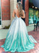 Unique Gradual Sequin A-line Spaghetti Straps Backless Prom Dress, FC5210