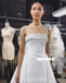 Elegant A-line Satin Spaghetti Straps Beaded Simple Designed Wedding Dress, FC4665